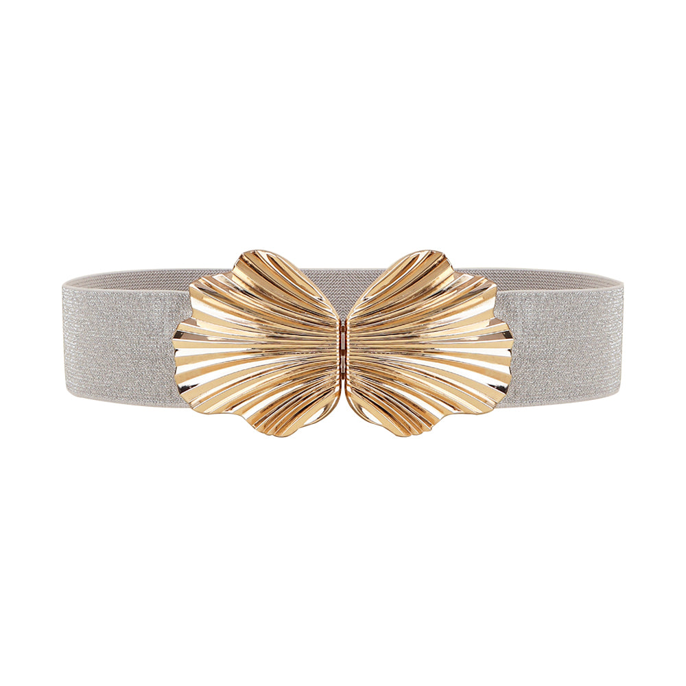 Women's Stretch Belt Pearls Sheen | Elegant Metal Buckle Fashion