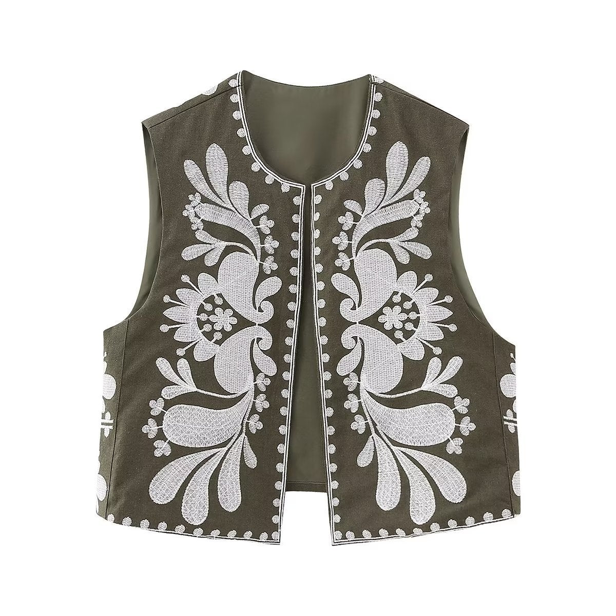 Damen Stickerei Weste Elegant | Ärmelloses Vintage Boho Top