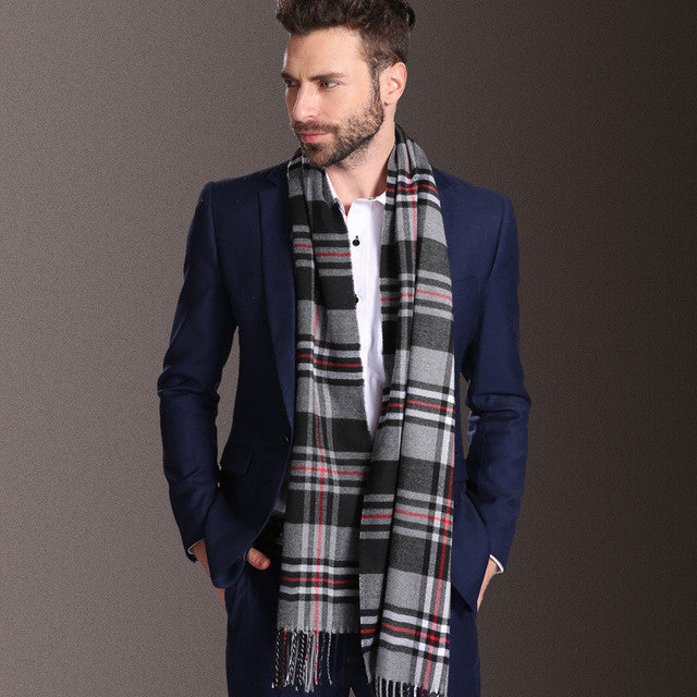 Men's Scarf Tartan Warm Winter Elegant European Style