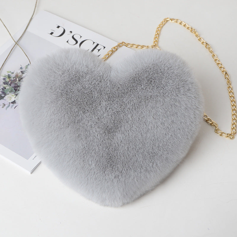 Plush Women's Bag with Chain – perfect for Valentine's Day