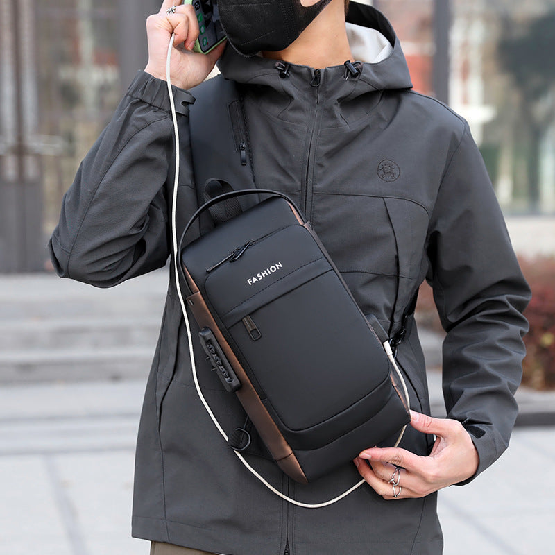 Men's Anti-Theft Bag | Large Combination Lock Chest Bag