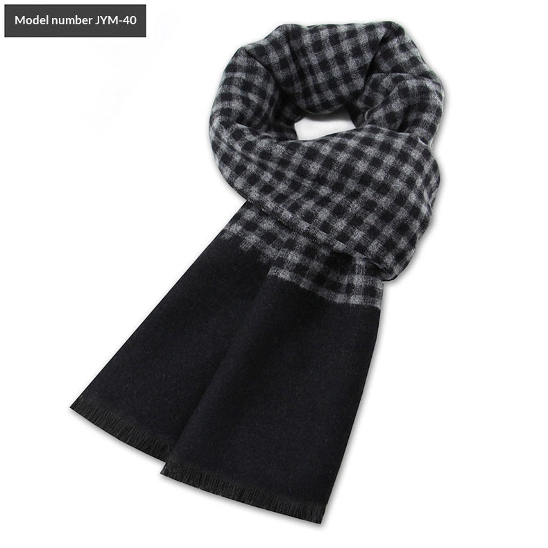 Men's Scarf Plaid Warm Wool Blend Winter Thick Elegant