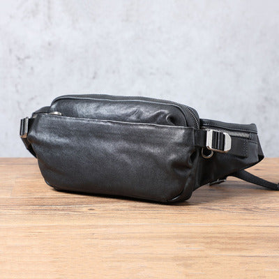 Men's Leather Sling Bag | Crossbody Chest Bag Cowhide