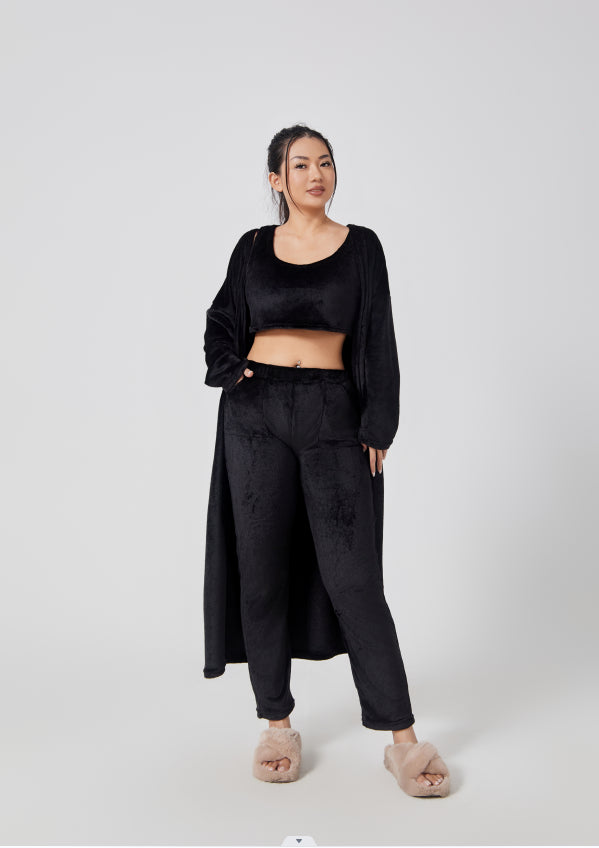 Women's Cuddly Pyjama 3-Piece Set – Warm Loungewear Winter Comfort Suit