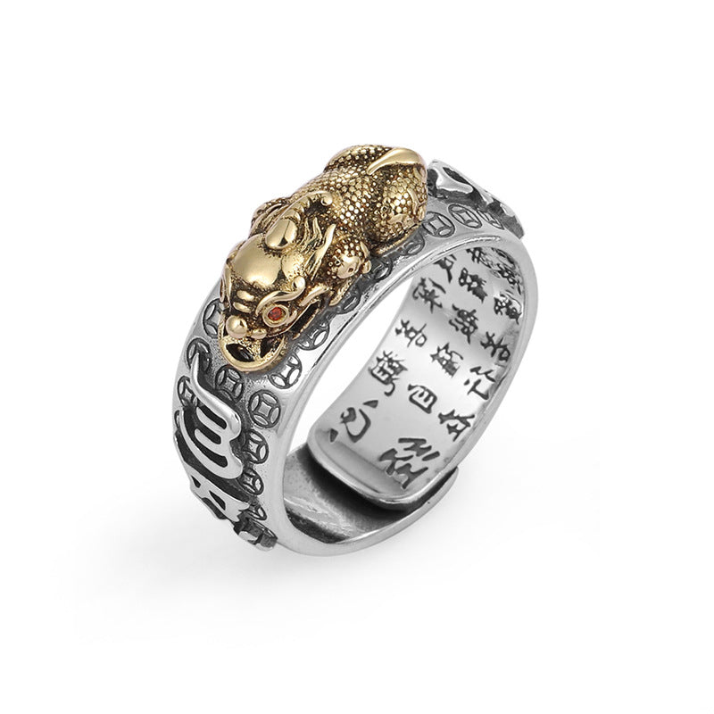 Glückspixiu-Ring, Vintage, Sterlingsilber, Diamant