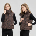 Women's Leopard Vest | Cotton | Elegant Stand-up Collar