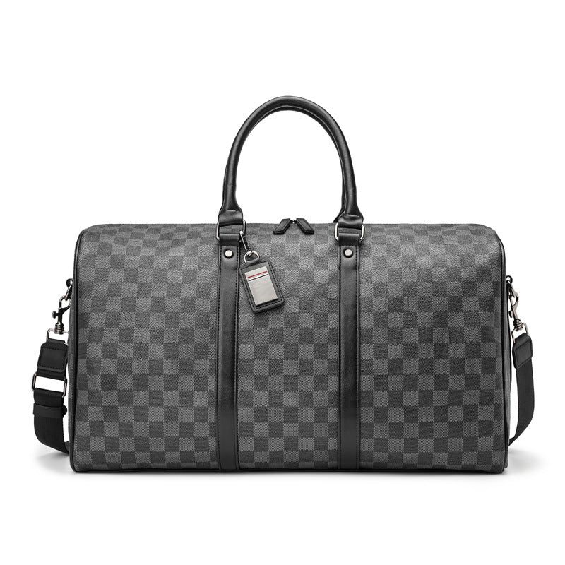 Large Crossbody Travel Bag Checkered Design - Korean Shoulder Bag