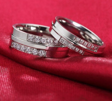 Moderner Titanstahl Paarring mit Zirkon – Eleganter Partner Ring