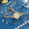 New Fashionable Round Women's Watch with Diamonds, Adjustable Bracelet, Quartz Watch for Women