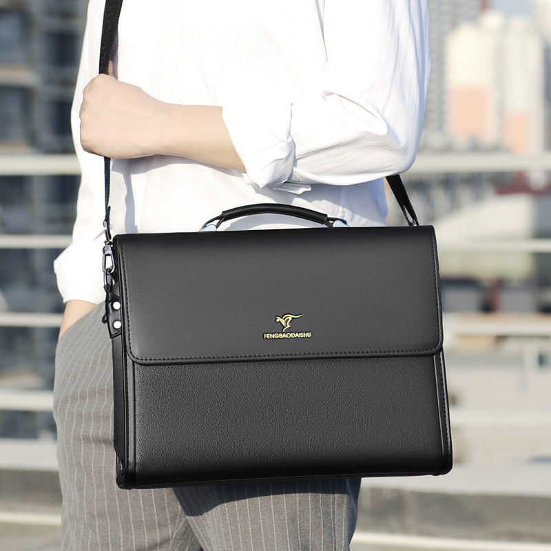 Men's Leather Briefcase Landscape – Portable Business Bag