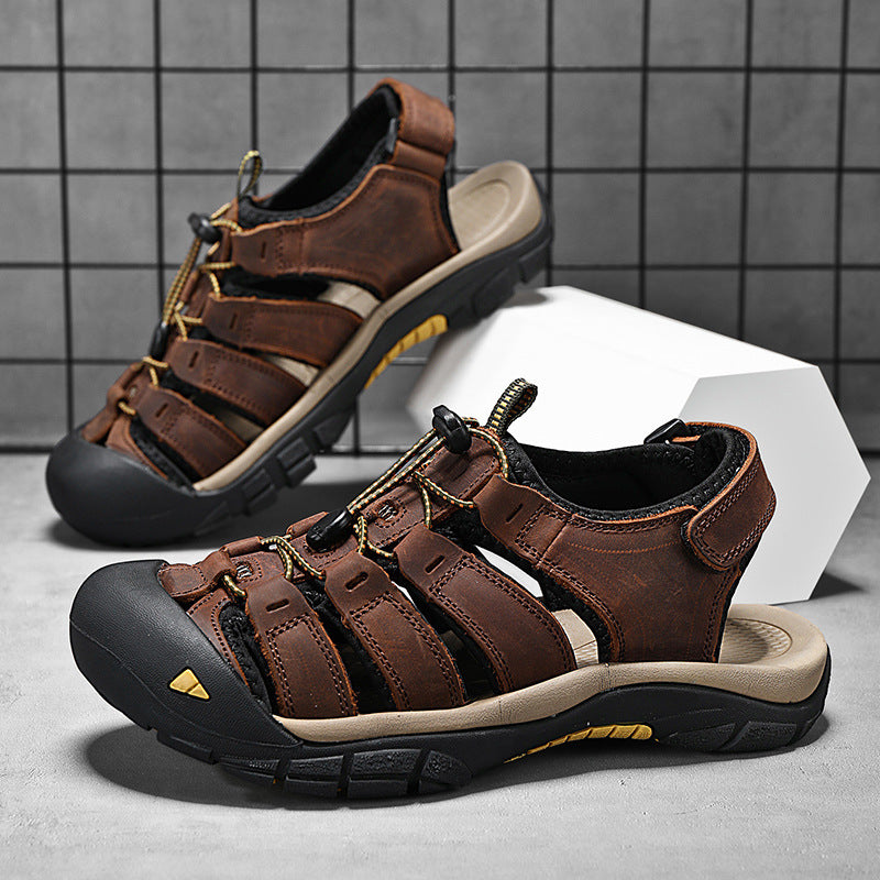 Men's XXL Genuine Leather Beach Sandals Premium Comfort Shoes