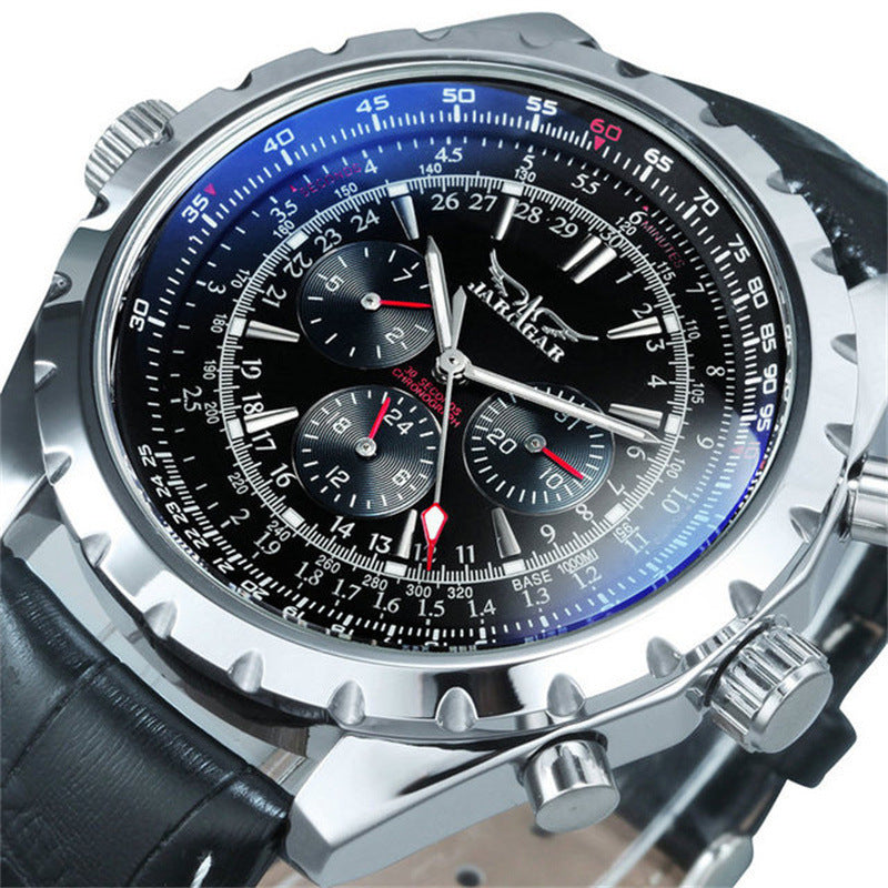 Men's Automatic Watch Skeleton | Large Dial Multifunction