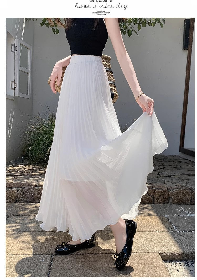 High-Waist Chiffon Plisseerock – Eleganter Damen Midirock