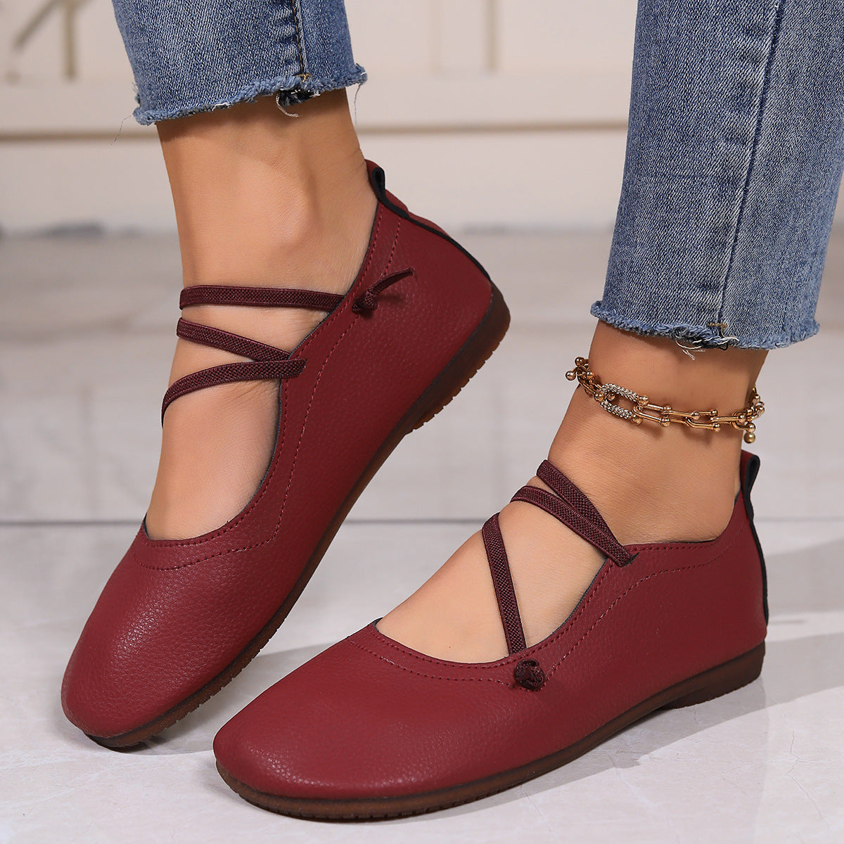 Damen Loafer eckig bequem | Slip-On Flats elegant Alltag