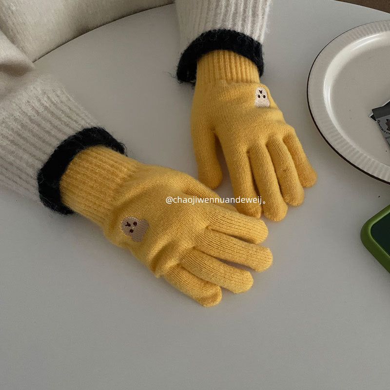 Damen Fingerlose Handschuhe mit Emoji Design – Korean Style