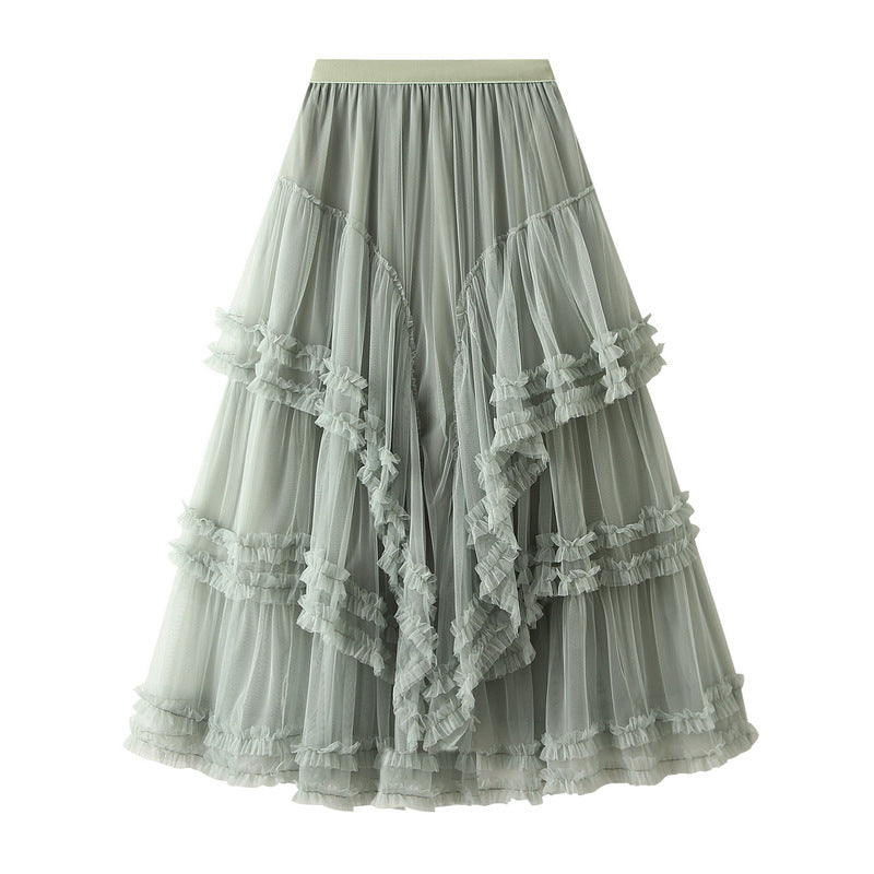 Eleganter Damen Tüllrock | Mehrlagiger High Waist Chiffonrock