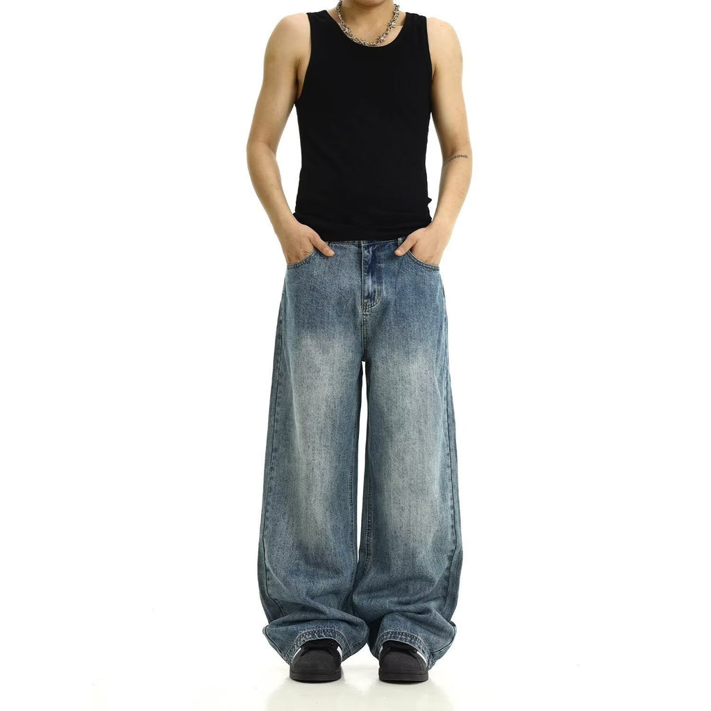 Men's Vintage Blue Jeans – Street Style Washed Denim Pants