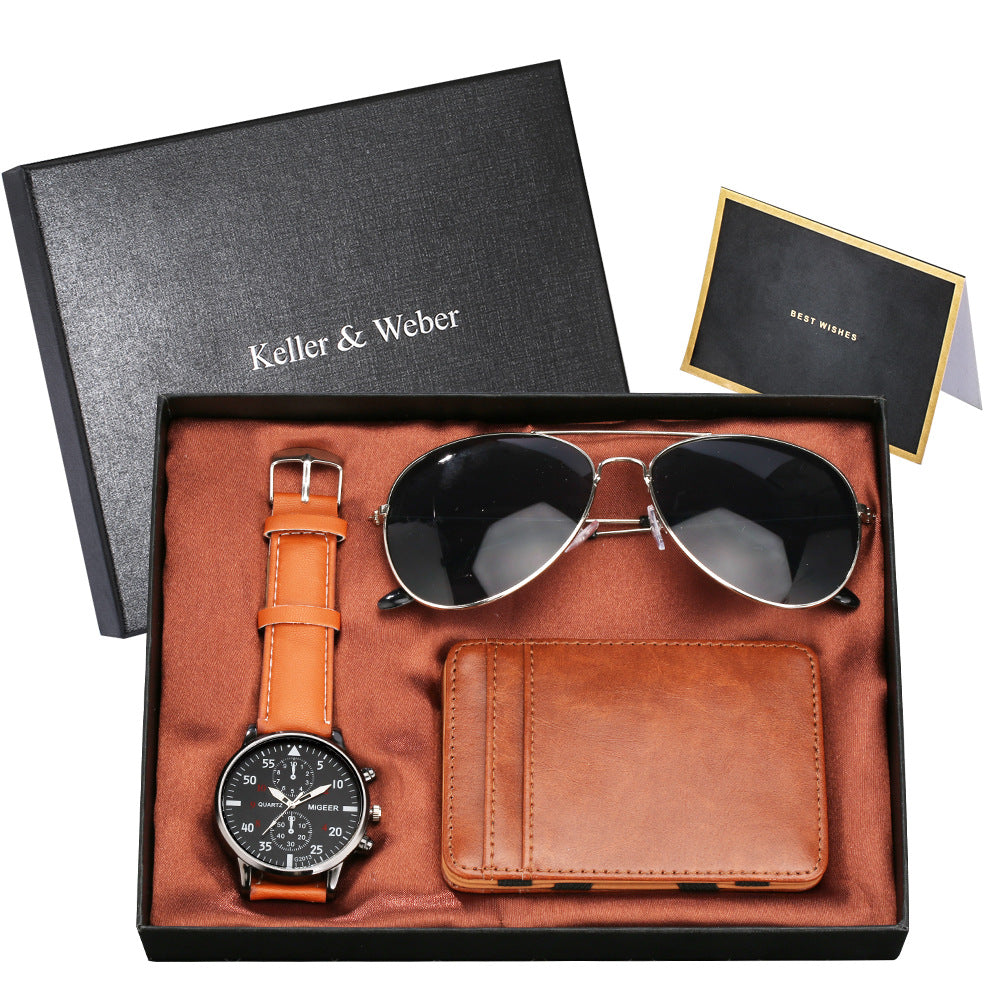 Men's Gift Set Watch Glasses Wallet | Gift Box Set