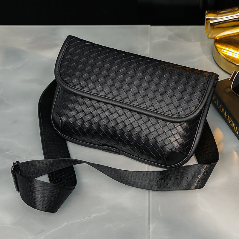 Men's Leather Shoulder Bag Check | Crossbody Street Messenger Bag