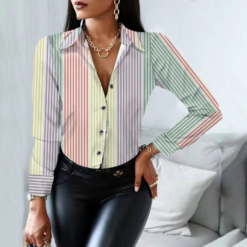 Damen Streifenbluse Langarm | Elegante Oversize Hemdbluse