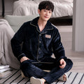 Men's Flannel Pajamas Winter | Warm Plaid Sleepwear Set Homewear