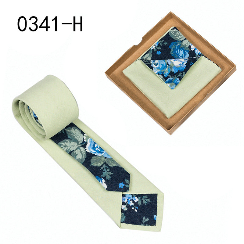 Herren Krawatte floral Baumwolle Einstecktuch elegant modern