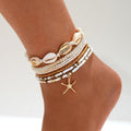 Boho Starfish Shell Anklet – Beaded Anklet in Resort & Beach Design