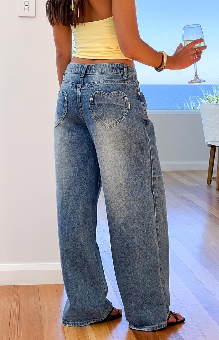 Women's Vintage Jeans Washed Look – Trendy Retro Denim Pants
