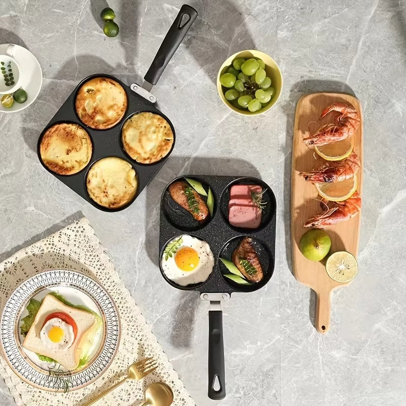 4-Section Nonstick Breakfast Pan – Egg Burger Pancake Pan