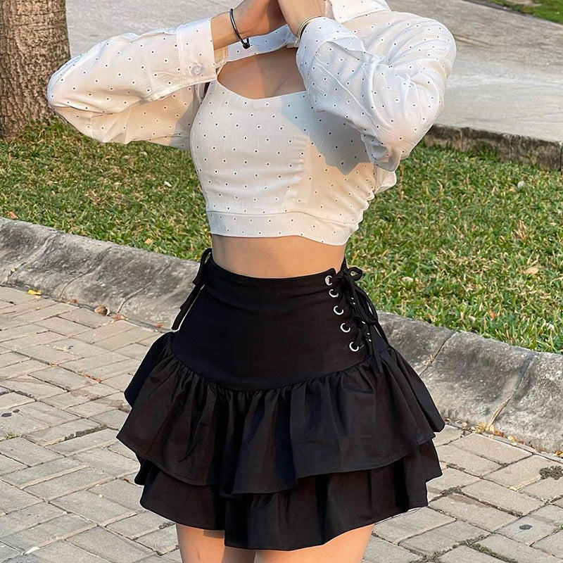 Damen Dark Style Rock | Gothic Minirock mit Seitengürtel