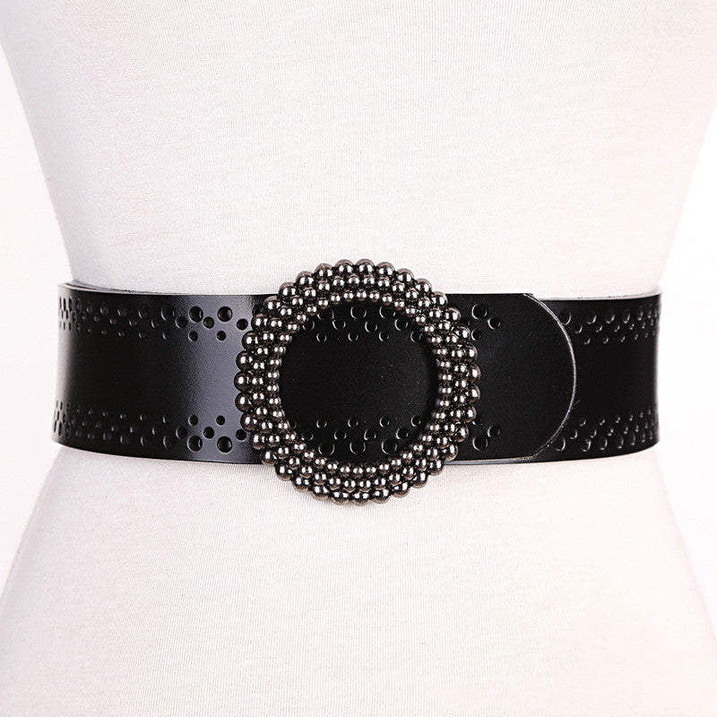 Women's Belt Genuine Leather Holeless | Adjustable Green Elegant