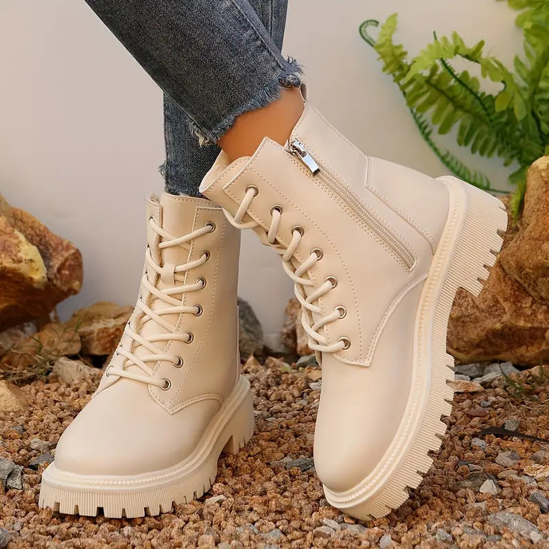 Women's Biker Ankle Boots with Profile Sole – Versatile Motorcycle Boots