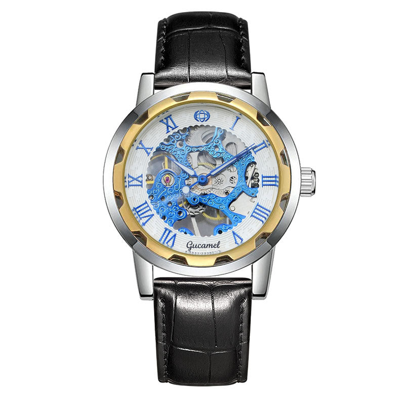 Men's Manual Winding Watch Gold Skeleton | Stainless Steel Luxury Design