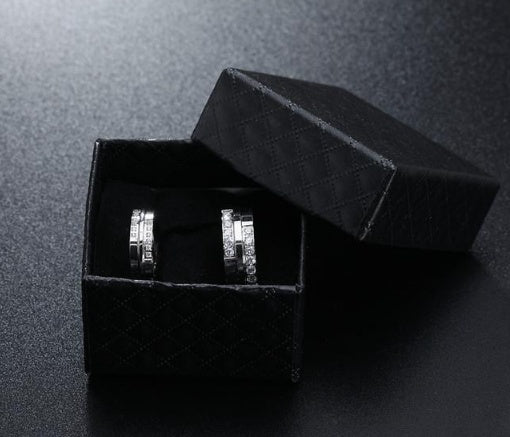 Moderner Titanstahl Paarring mit Zirkon – Eleganter Partner Ring