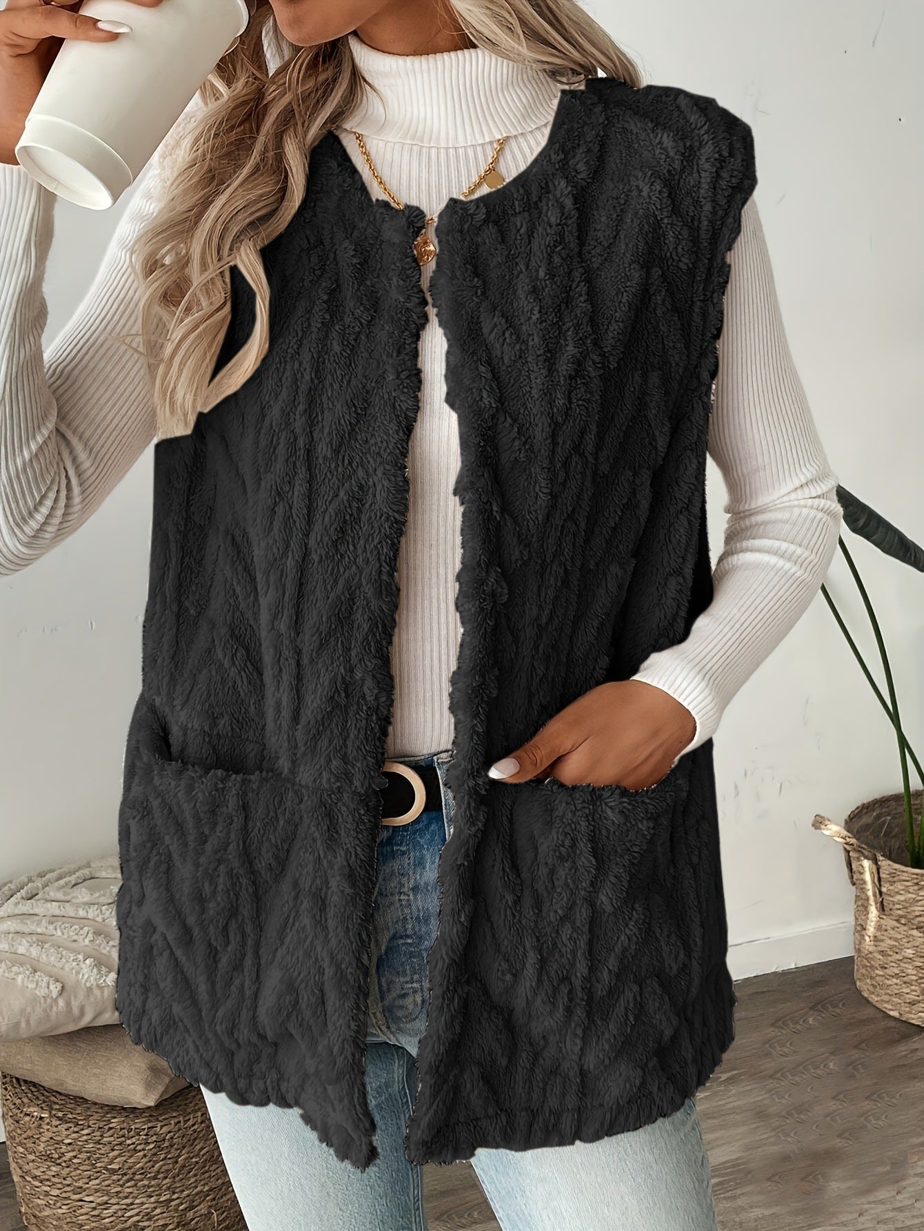 Women's Reversible Fleece Vest – Wearable on Both Sides, Warm & Casual