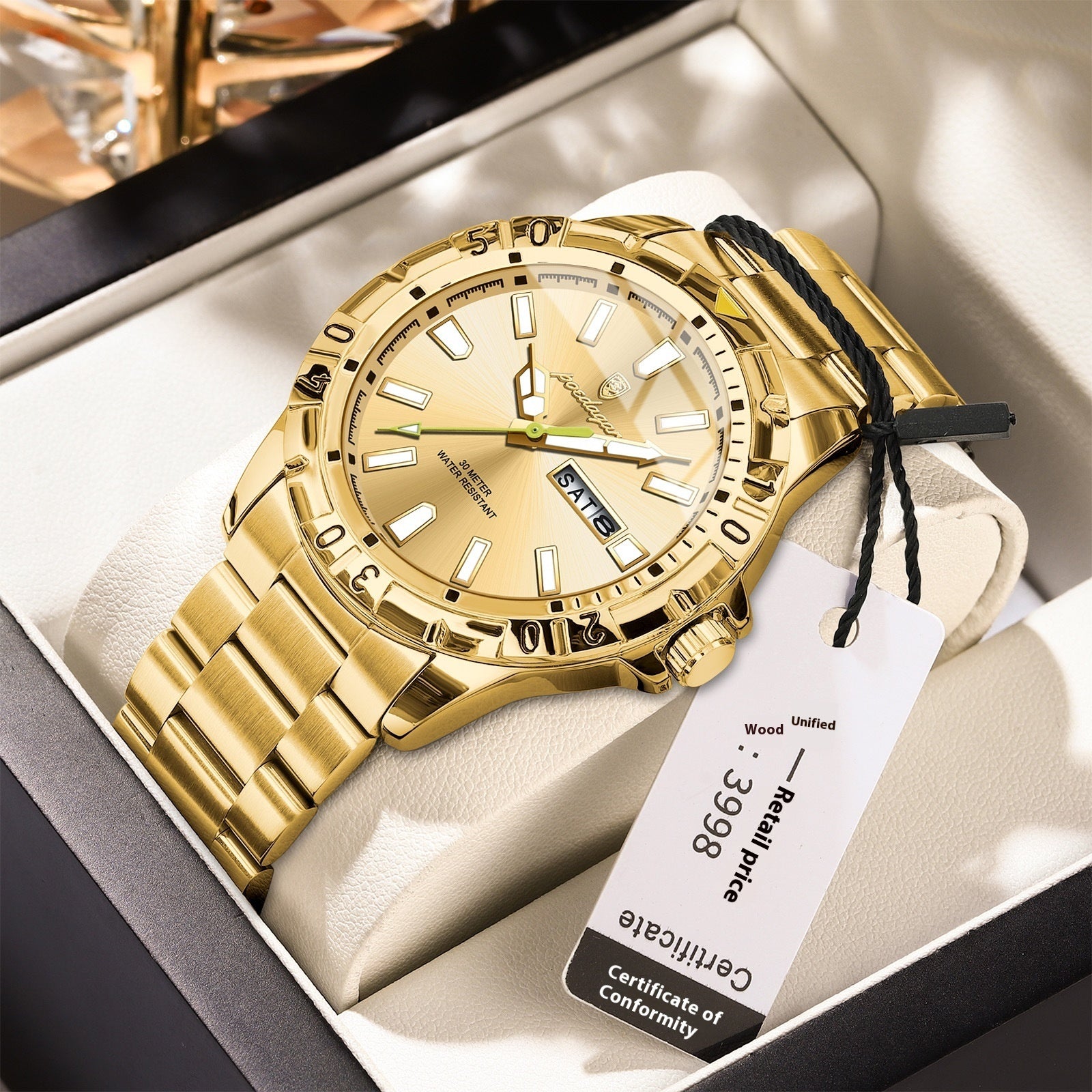 Men's watch waterproof luminous | robust modern Swiss style