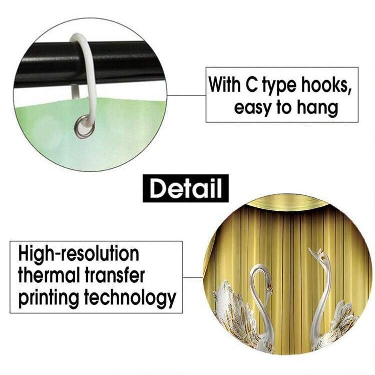 Shower Curtain Swan | Waterproof Elegant Modern Bathroom
