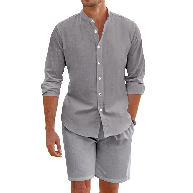 Men's Summer Two-Piece Set – Shirt Shorts Beach Outfit