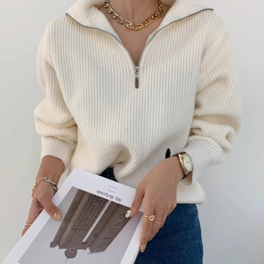 Warm Women's Wool Sweater – Elegant Cardigan for Autumn & Winter