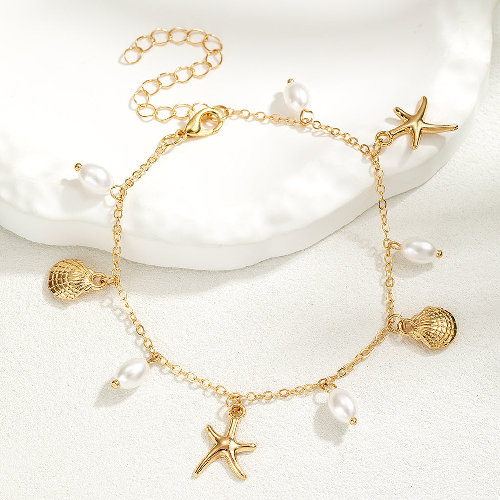 Adjustable Starfish Ankle Bracelet – Elegant Women's Anklet in a Maritime Design
