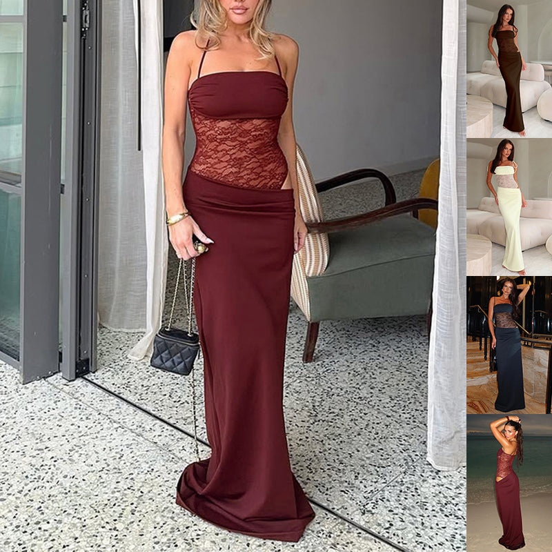 Y2K Cami Maxi Dress – Sexy Spaghetti Strap Dress for Party & Beach