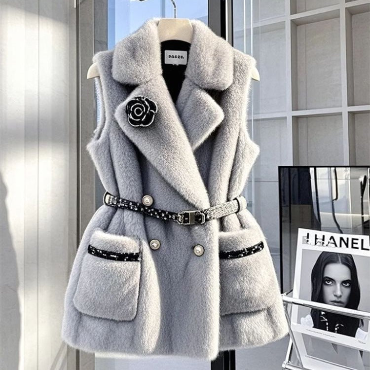 Damen Vest Kleid Grau – French Style, Tailliert & Elegant