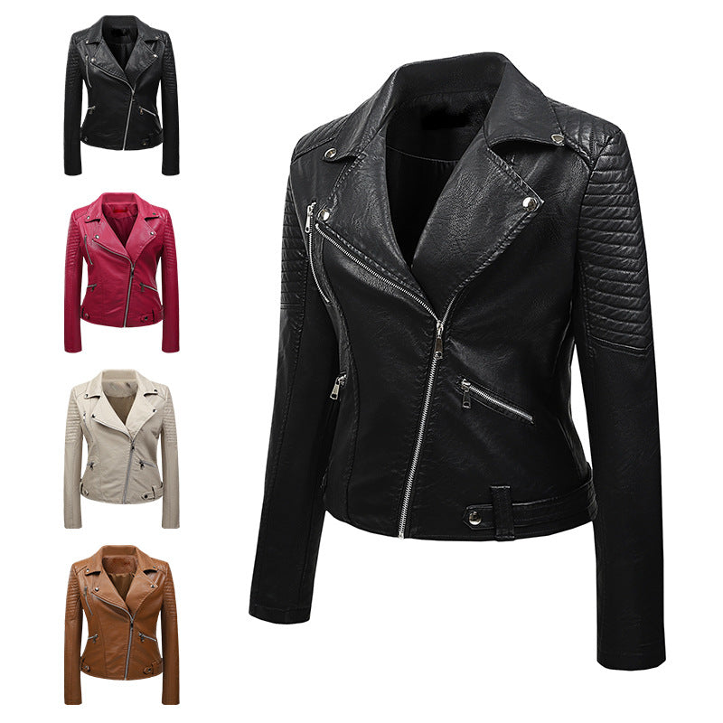 Women's Korean Slim Fit Leather Jacket – Harajuku Biker Style