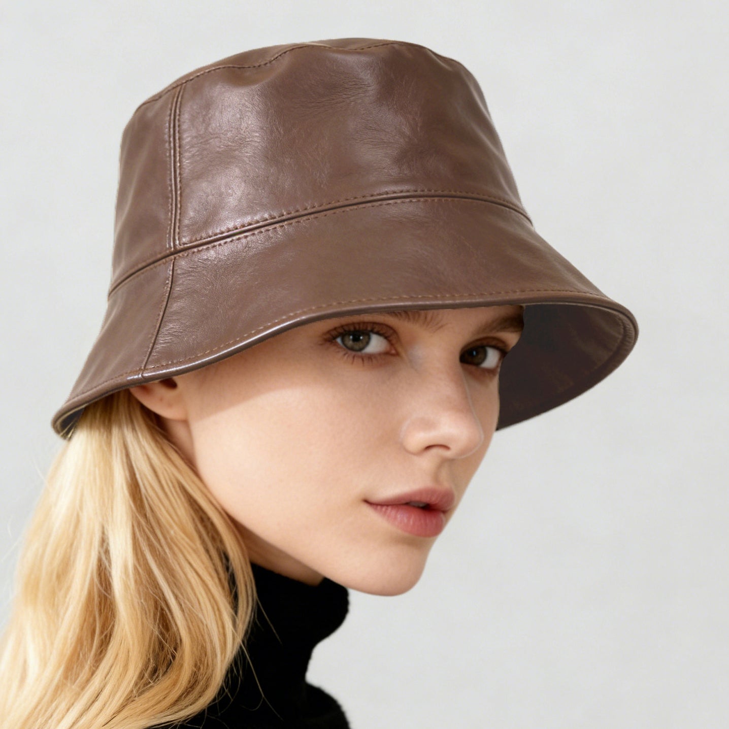 Retro PU Leather Fisherman's Hat – Stylish Women's Bucket Hat