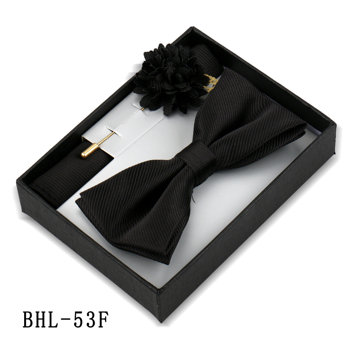 Men's Bow Tie Set Elegant Pocket Square Brooch Gift