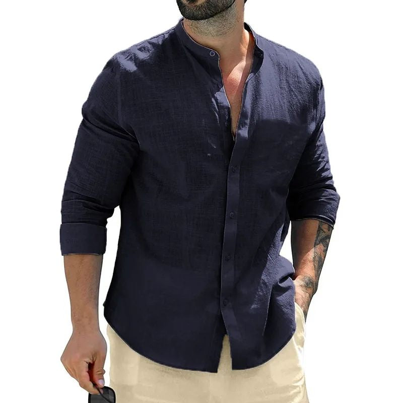 Men's Cotton Long-Sleeve Shirt | Business Shirt Autumn Elegant