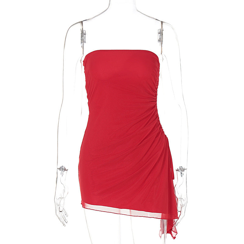 Y2K Tube Top Dress – Backless Summer Mini Dress with Slit