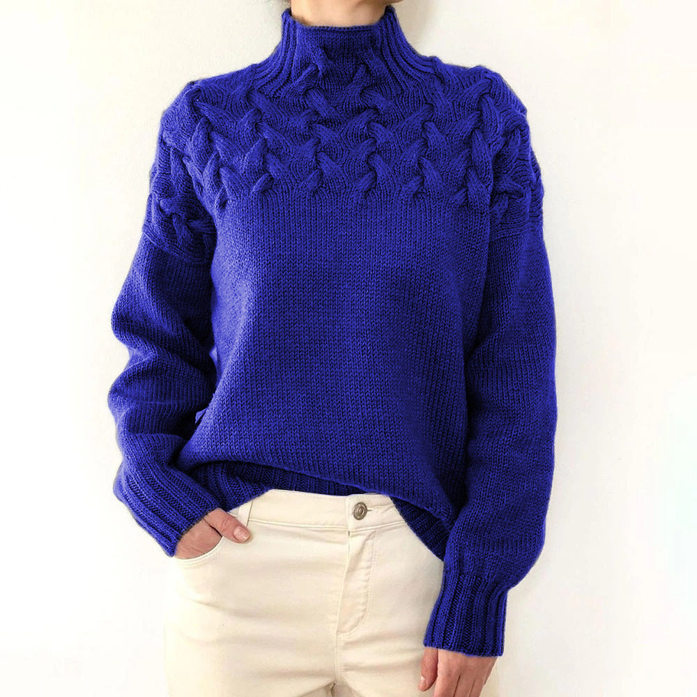 Cable Knit Turtleneck Sweater – Elegant Women's Long-Sleeve Knit Sweater