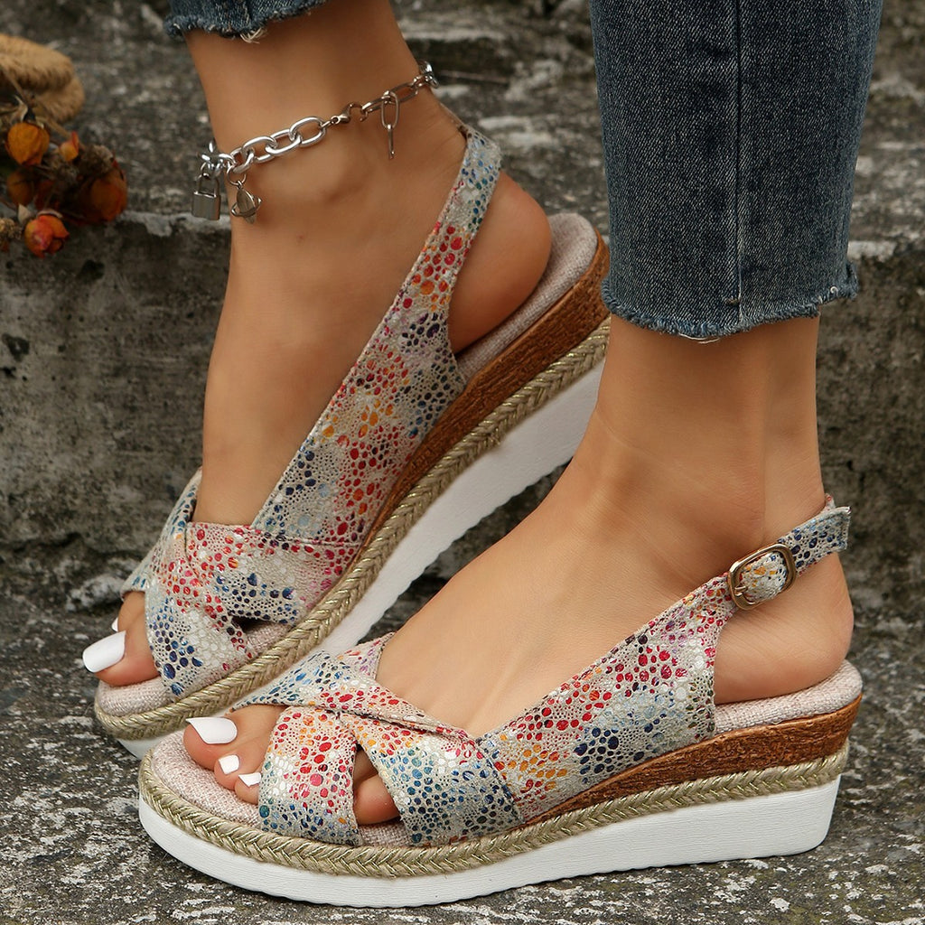 Women's Plus Size Wedge Sandals | Criss-Cross Strap Comfort Summer Shoes