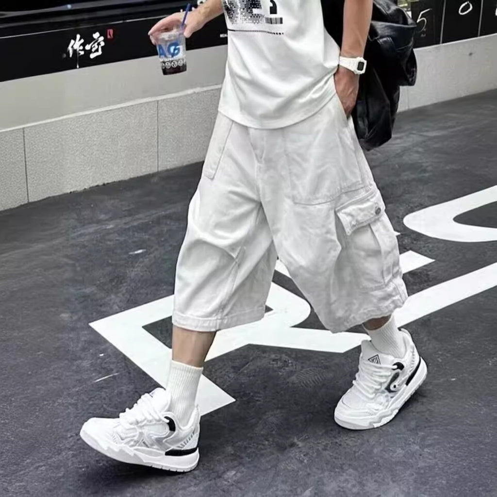 Men's Cargo Cropped Trousers | Loose Straight Casual Trend